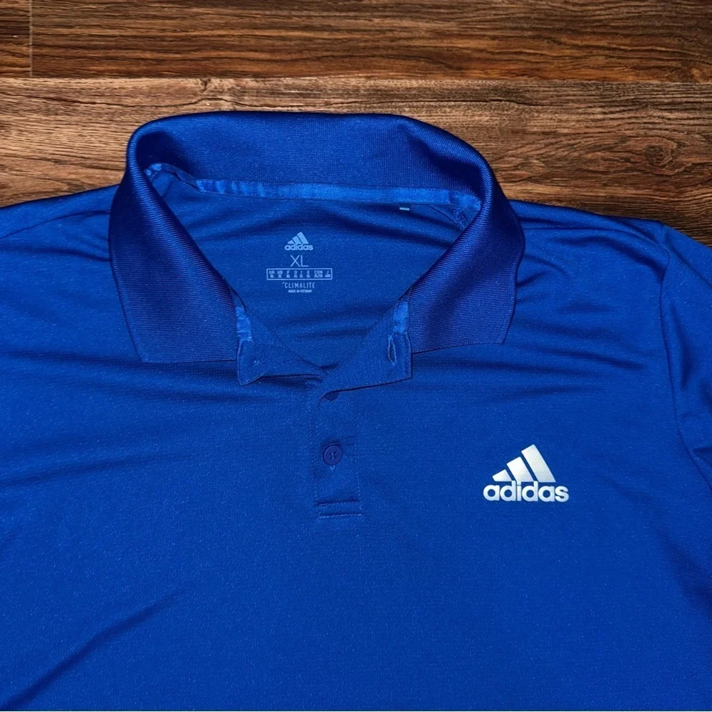 MENS ADIDAS SHORT SLEEVE ROYAL BLUE POLO GOLF SHIRT Cllmalite SIZE XL